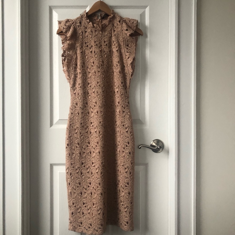 BEAUTIFUL NUDE ZARA COCKTAIL DRESS!!